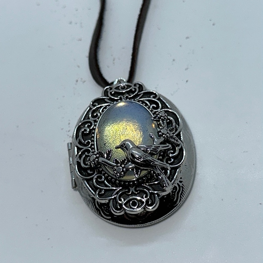 Large Opal Locket Necklace